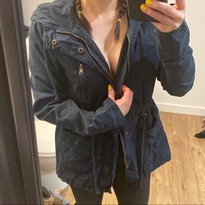 Navy blue utility trench coat